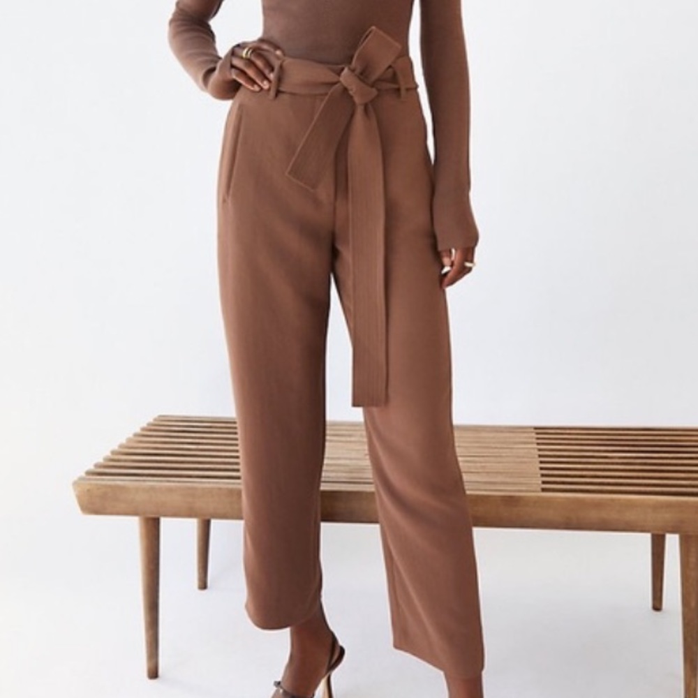 Aritzia Wilfred Tie-Front Pants in Caramelized Walnut